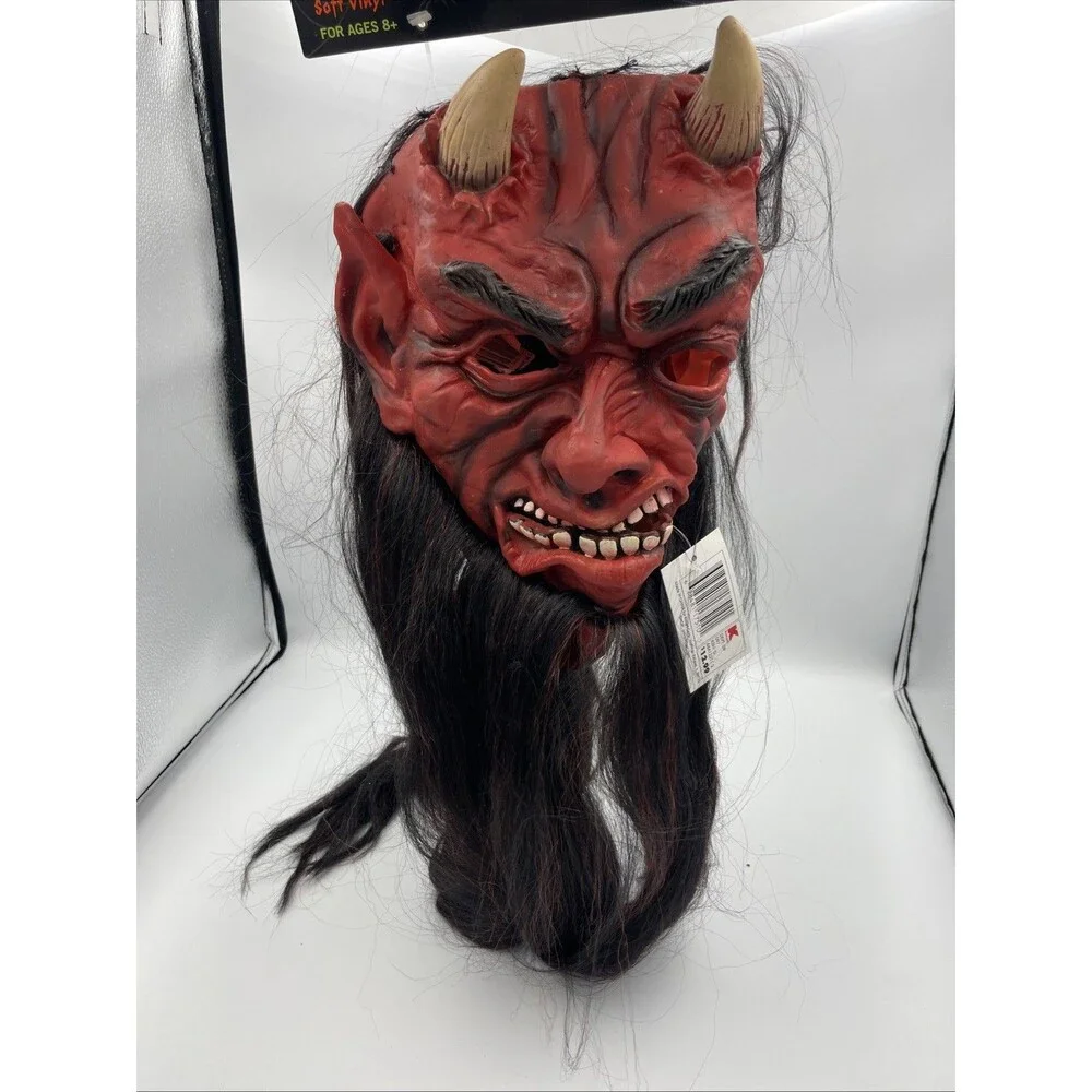 NWT Halloween VTG Kmart Totally Ghoul Super Hair Mask Devil Satan Scary